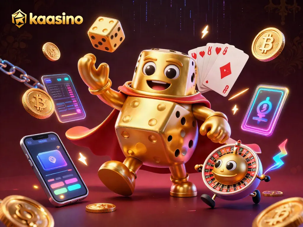 Engage with kaasino's thrilling array of games amidst dazzling neon-lit casino graphics.
