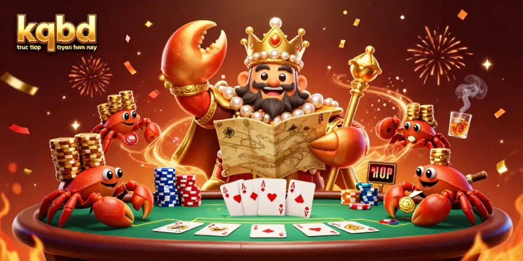 Experience the excitement of kqbd truc tiep truc tuyen hom nay with a dynamic golden crab emperor scene, showcasing vibrant casino elements.